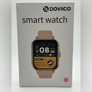 Smart Watch with Gold and Tan Strap